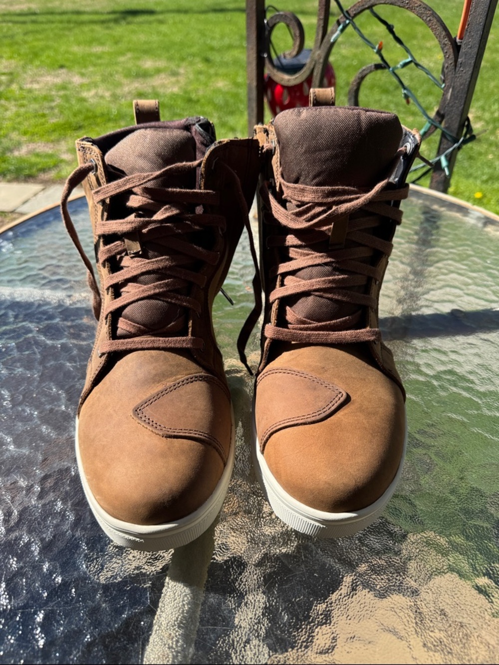 Milwaukee leather Men's Brown High-Top Casual Sneakers motorcycle boots zip